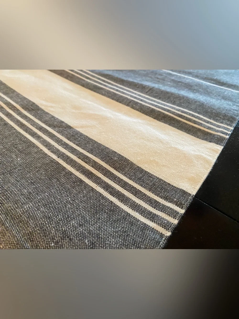 Gray And White Striped Table Runner, 100% Cotton Contemporary Table Linen